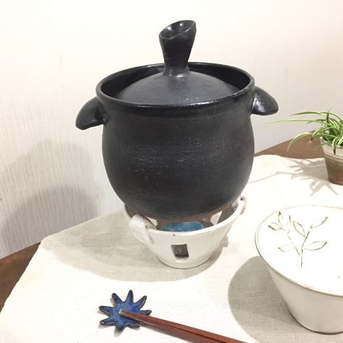 炊飯土鍋 (1〜2合炊き) 固形燃料用コンロセット 固形燃料5個付 鍋