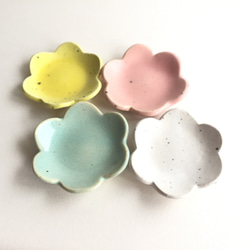花豆々皿 ４個set（白　水色　黄　桃）福袋　送料無料 6枚目の画像