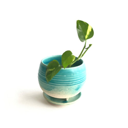 【陶器】トルコ青の植木鉢 1枚目の画像