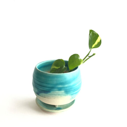 【陶器】トルコ青の植木鉢 2枚目の画像