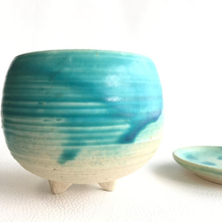 【陶器】トルコ青の植木鉢 3枚目の画像