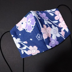 布マスク　大人用　立体型　桜柄　紫色　和装 3枚目の画像
