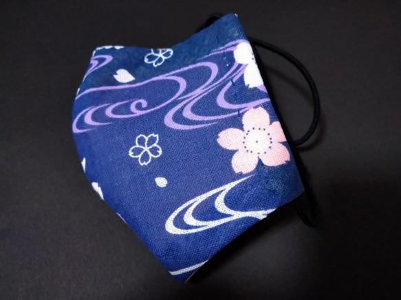 受注生産　布マスク　大人用　桜柄　紫　和柄 3枚目の画像