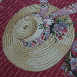 ♪コットン素材♪花とリボンの麦わら帽子柄生地♪No:407 6枚目の画像