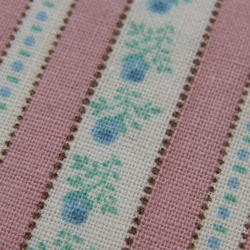 ♪コットン素材♪ブルー小花とピンクのストライプ柄生地♪fabricTraditionNo:418 2枚目の画像