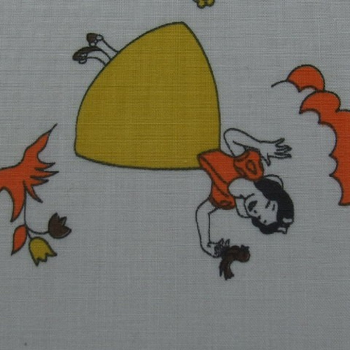 超レア♪ヴィンテージ生地♪白雪姫と7人小人柄70s♥ウォルトデズニー 