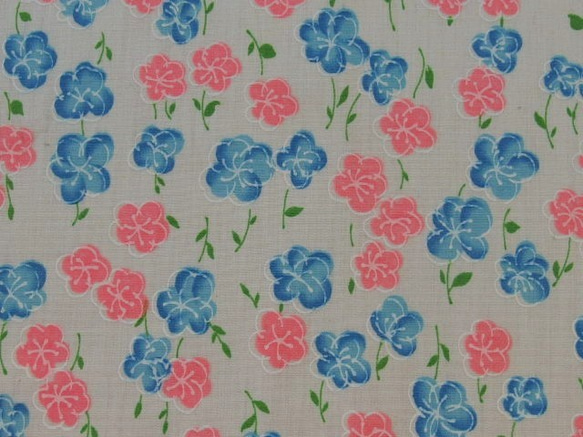 超レア♪ヴィンテージ生地♪レトロなピンクとブルーの花柄80ｓ♥♪cc20 8枚目の画像