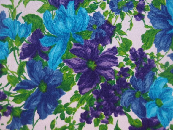 超レア♪ヴィンテージ生地♪ハワイアン生地紫と青花柄♥♪cc22 2枚目の画像