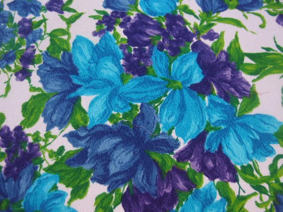 超レア♪ヴィンテージ生地♪ハワイアン生地紫と青花柄♥♪cc22 3枚目の画像