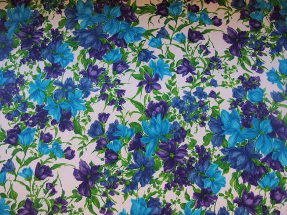 超レア♪ヴィンテージ生地♪ハワイアン生地紫と青花柄♥♪cc22 4枚目の画像