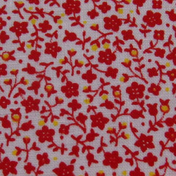 ♪コットン素材♪小さな赤い花と黄色い実柄♪No:31 2枚目の画像
