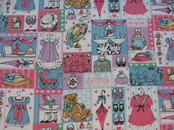 ♪コットン素材♪可愛いドレスと猫とベアー柄Fabric Tradition♪ No:45 2枚目の画像