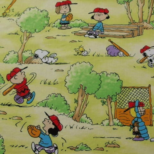 アメリカ☆ビンテージ☆がんばるスヌーピー野球柄☆2000s生地No:1