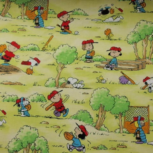 アメリカ☆ビンテージ☆がんばるスヌーピー野球柄☆2000s生地No:1