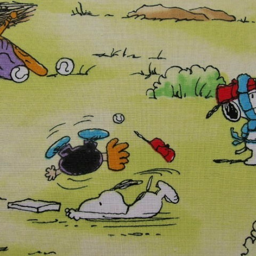 アメリカ☆ビンテージ☆がんばるスヌーピー野球柄☆2000s生地No:1