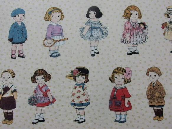 アメリカ☆ビンテージ☆かわいいペーパードール柄☆生地 No212