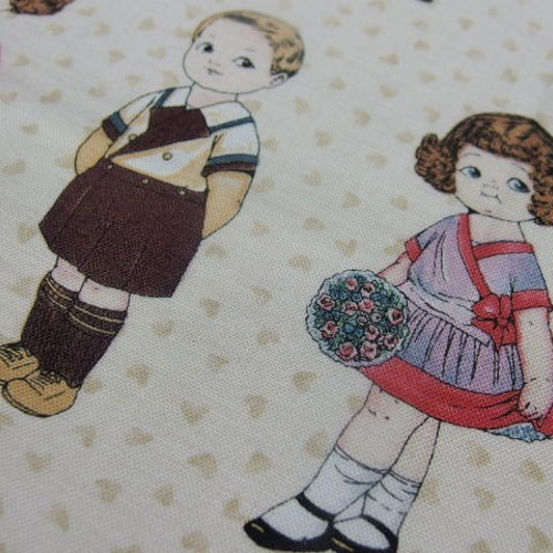 アメリカ☆ビンテージ☆かわいいペーパードール柄☆生地 No212 生地