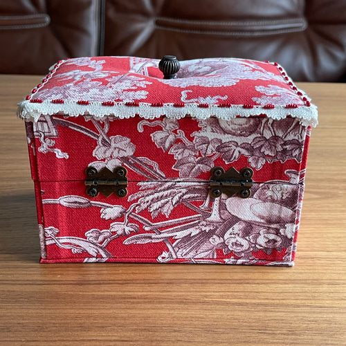 カルトナージュミニ裁縫箱 箱 ボックス アンティークレース カルトナージュミニ裁縫箱 箱 ボックス アンティークレース