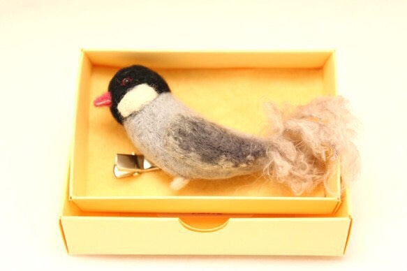 受注生産 もふ鳥さんシリーズ 文鳥  ノーマル 羊毛フェルト 3枚目の画像