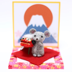 受注生産 お正月飾り 獅子舞 子年 ネズミ 置物 1枚目の画像