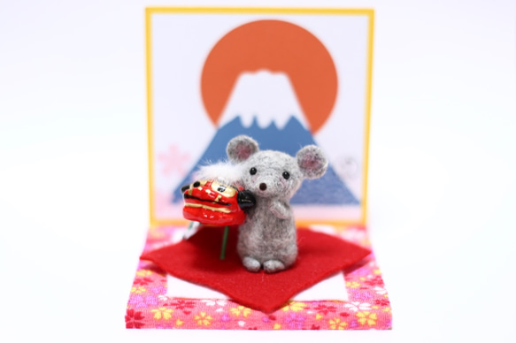 受注生産 お正月飾り 獅子舞 子年 ネズミ 置物 1枚目の画像