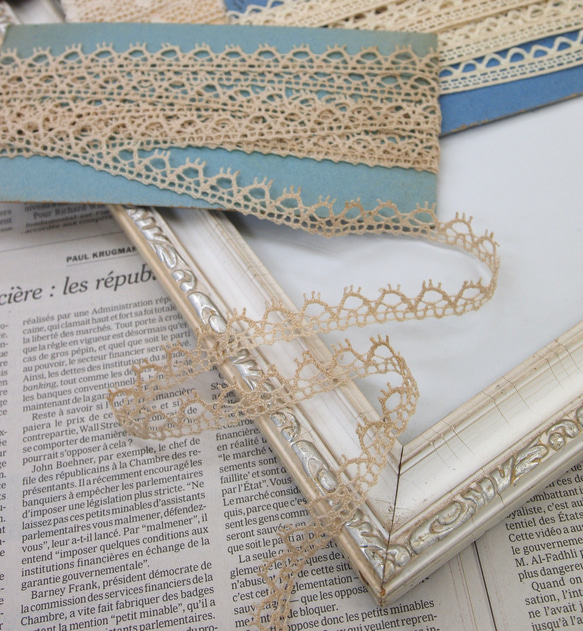 フランス製アンティークレースリボン 1m単位カット リボン・テープ