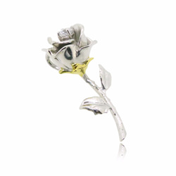 HK080~ 925銀白玫瑰花造型吊墜連18"意大利925銀頸鏈 第5張的照片