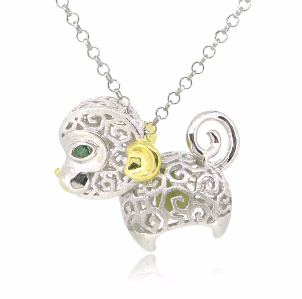 18「スターリングシルバーのネックレスとHK092〜925の純銀製のランタン形状モンキーペンダント