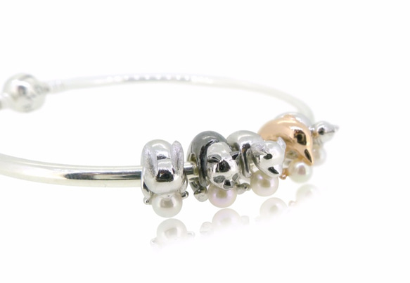 アコヤ真珠とひもでつなぐHK151〜子犬の形925純銀製 3枚目の画像