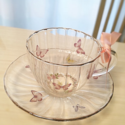 再♡ガラスのティーセット♡ポット＋カップ&ソーサー1客セット＋