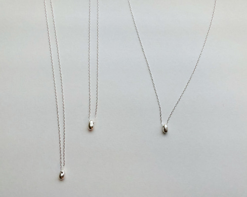 受注制作】たまごのような一粒シンプルネックレス シルバー アート