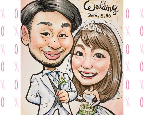 額付き♡Welcomeボード・似顔絵・Weddingボード 大切な友達の結婚式にウェルカムボードを描きました。 HAPPY