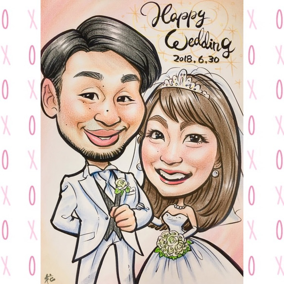 額付き♡Welcomeボード・似顔絵・Weddingボード 似顔絵 ウェルカムボード 結婚式 玄関 手作り 文字 寄せ書き