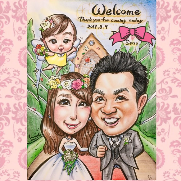 世界で1枚のオーダーメイド似顔絵★★プレミアムver★ウェディングスタイル 世界で1枚のオーダーメイド似顔絵☆プレミアムver☆記念日☆ 予約