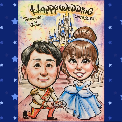 結婚式♡ウェルカムボード♡家族みんなで♪似顔絵☆クオリティUP ver ...