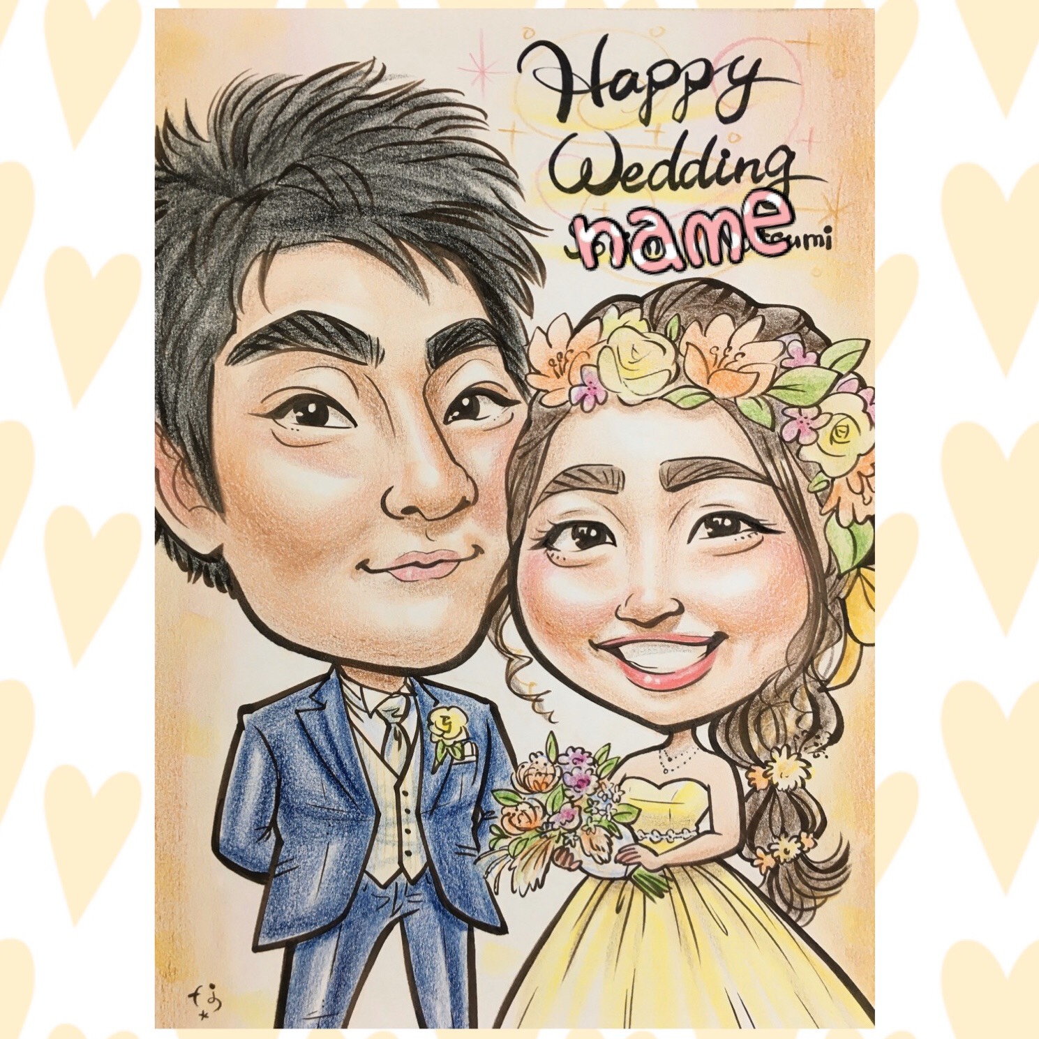結婚式・お祝いにも♪ウェルカムボード♡オリジナル似顔絵