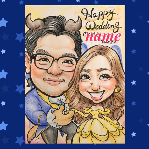 結婚式・お祝いにも♪ウェルカムボード♡オリジナル似顔絵＊プレゼント 