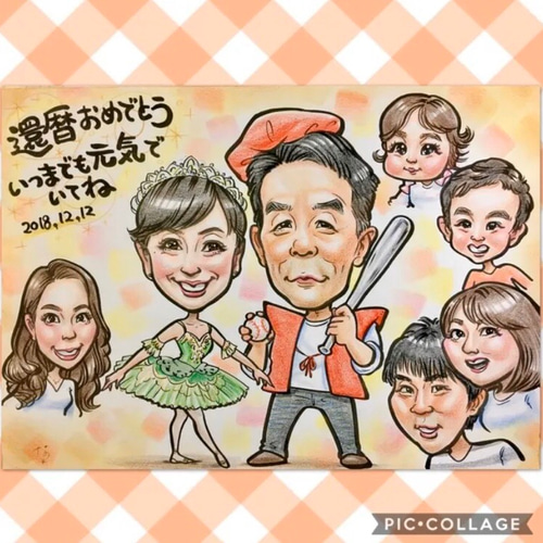 世界で1枚のオーダーメイド似顔絵★大人数ok★家族一緒に★記念日★プレゼント 大人数 似顔絵 オーダーメイド オリジナル 受注生産 ハンドメイド