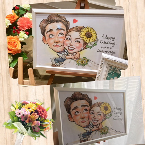 結婚式♡ウェルカムボード♡結婚祝いにも♪似顔絵☆クオリティUP ver ...