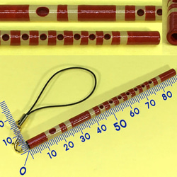 お囃子用本重赤塗篠笛ストラップ　【受注製作】《再販》 2枚目の画像