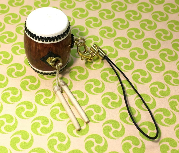 長胴太鼓(宮太鼓)ストラップ 【14個セット】※お名前入り千社札付 携帯