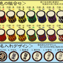 名入れ箍(たが)付担ぎ桶太鼓ストラップ　【受注製作】※14種類の色組合せに対応　【第5販】 3枚目の画像