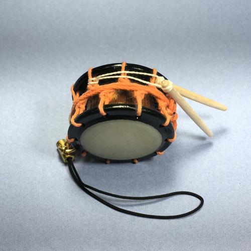 黒縁締太鼓ストラップ【受注製作】《第4販》※胴・調(紐)の色変更対応