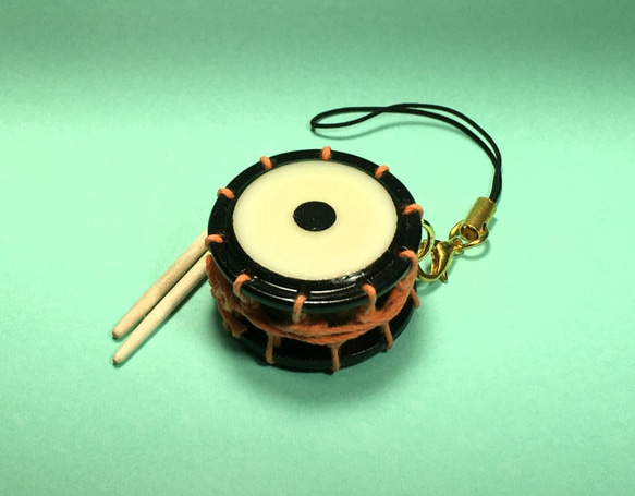 蛇の目締太鼓ストラップ【受注製作】※胴・調(紐)の色変更対応《第4販