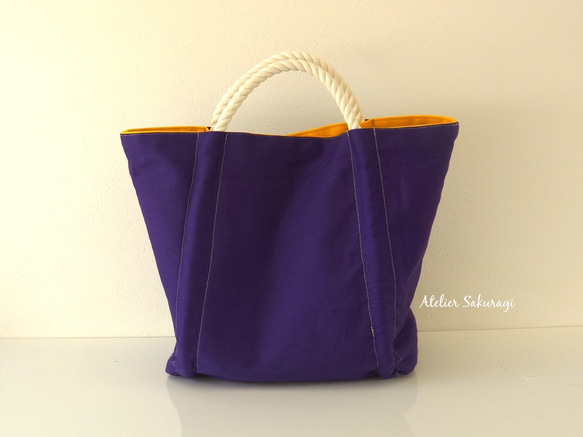 pear-shaped bag/紫×黄 2枚目の画像