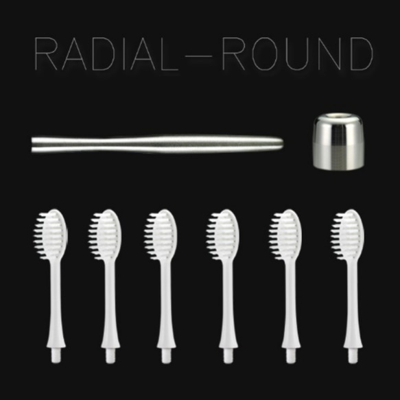 RADIAL ROUND 不銹鋼減塑牙刷一柄六刷頭一底座 (拋光鏡面) 第4張的照片