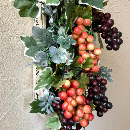 野ぶどうの壁飾り(フェイクグリーン) アートフラワー まりも猫 通販