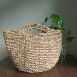 麻紐マルシェバッグ 飾り編みvv Mサイズ 再販×60 只今受注制作