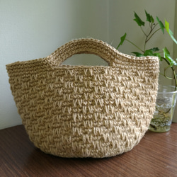 麻紐マルシェバッグ 飾り編みvv Mサイズ 再販×60 只今受注制作
