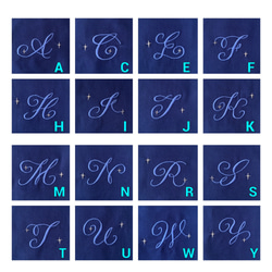 【マチ付き】イニシャルとシフォンの移動ポケット/ネイビー 4枚目の画像